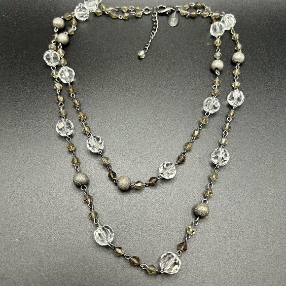 L01 WHBM 2 strand Necklace Black Silver tone 20” - Picture 2 of 5